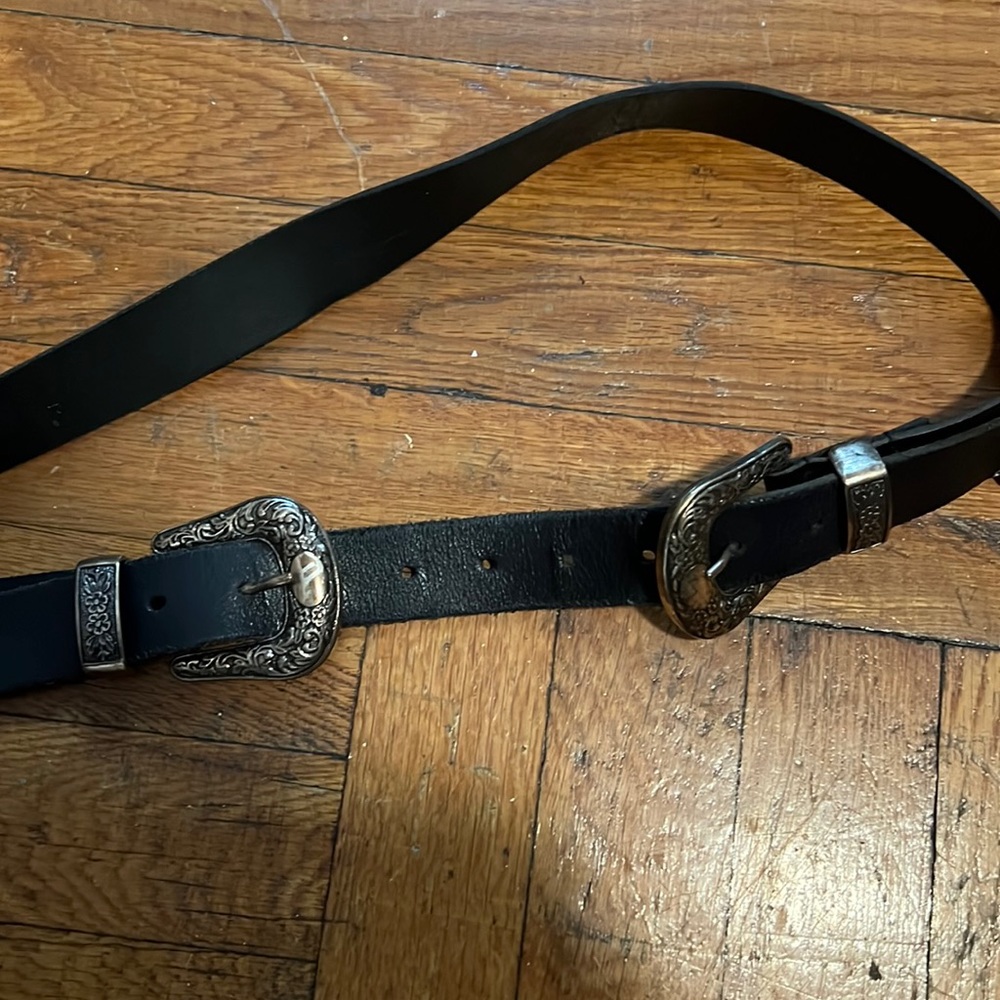 Urban outfitters double buckle leather belt
